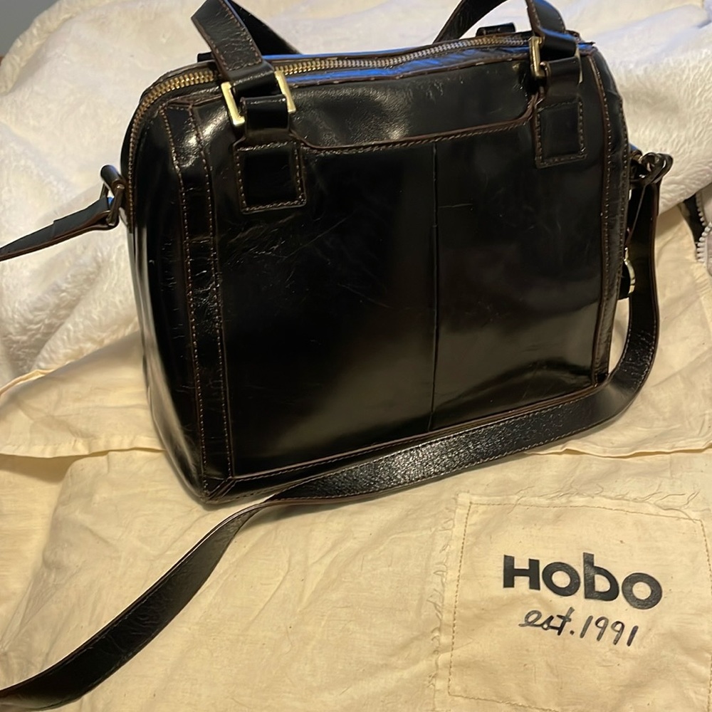 Hobo Handbag - Black Leather